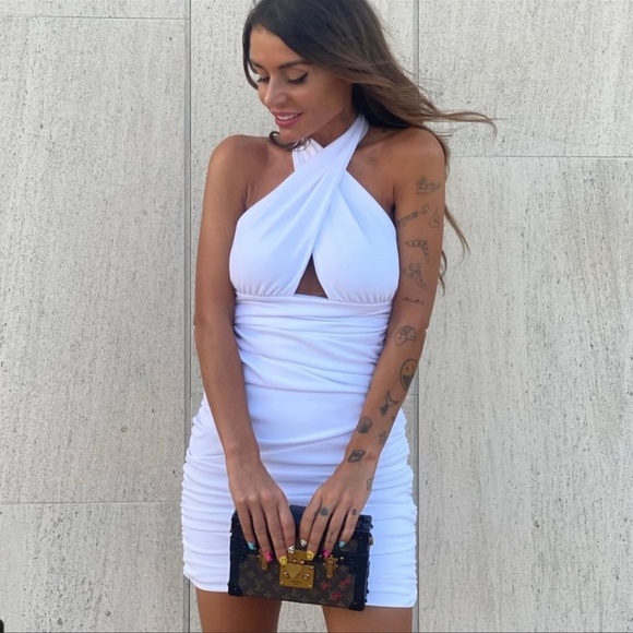 Zara White draped Wrapped Dress - Picture 4 of 14